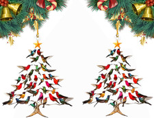 Colorful Hummingbird Christmas Ornaments - 2PCS Winter Decor for Bird Lovers