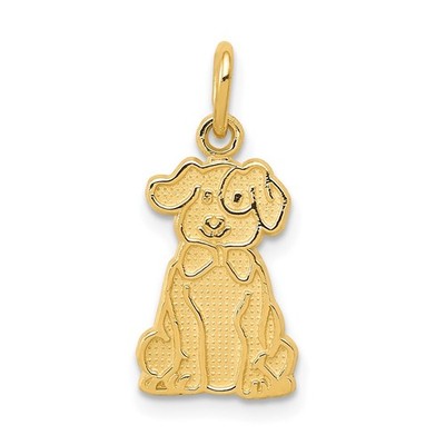 14k Yellow Gold Puppy Charm Necklace Womens
