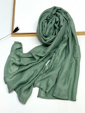 27 Ha Qing Soft Solid Green Hijab Shawl Breathable Elegant Headwrap