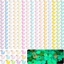 225 Pcs Luminous Mini Resin Ducks Glow in the Dark Tiny Small Ducks Miniature Fi