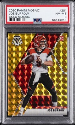 2020 PANINI MOSAIC GOLD MOSAIC #201 JOE BURROW ROOKIE RC 9/10 PSA 8