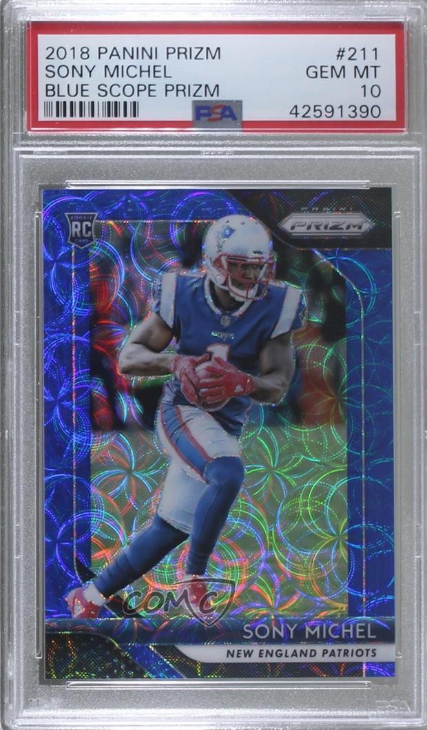 2018 Panini Prizm Blue Scope 14/99 Sony Michel #211 PSA 10 GEM MT Rookie RC 1j6