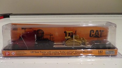 Peterbilt Semi Truck Lowboy Trailer CAT 5M Dozer 1/87 DM DieCast Masters 84419
