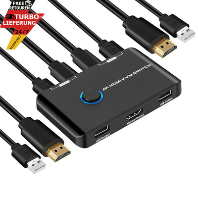 KVM Switch 4K 60Hz 2 Port HDMI KVM Switch 2PC 1 Monitor USB Umschalter Für 2Pcs