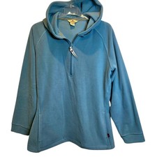 VTG Woolrich Fleece 1/4 Zip Pullover Hoodie Jacket Top Sz Large Teal Blue