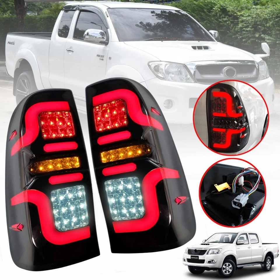 Tail Light Lamp LED Smoke Black For Toyota Hilux SR5 MK6 MK7 Pickup 2005-2014 - Image 3 of 4