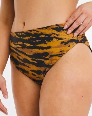 Simply Be Mix & Match Wende-Bikinihose mit hohem Beinausschnitt schwarz/tiger VB503 Plus