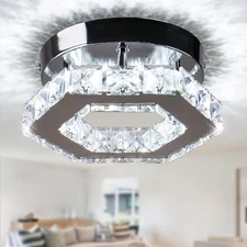Mini Chandelier Crystal LED Ceiling Light Fixture Modern Pendant Lamp Semi Fl...