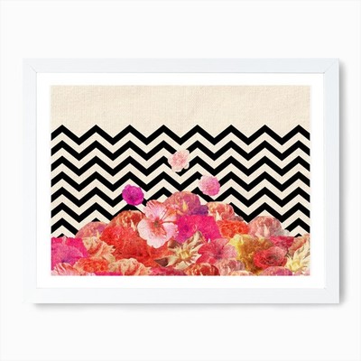 Chevron Flora II - Horiz in Art Pri gerahmtes Wandbild Poster Leinwanddruck Bild