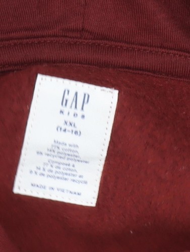 GAP Boys Red Pullover Hoodie L Fleece Casual Winter - Picture 3 of 12