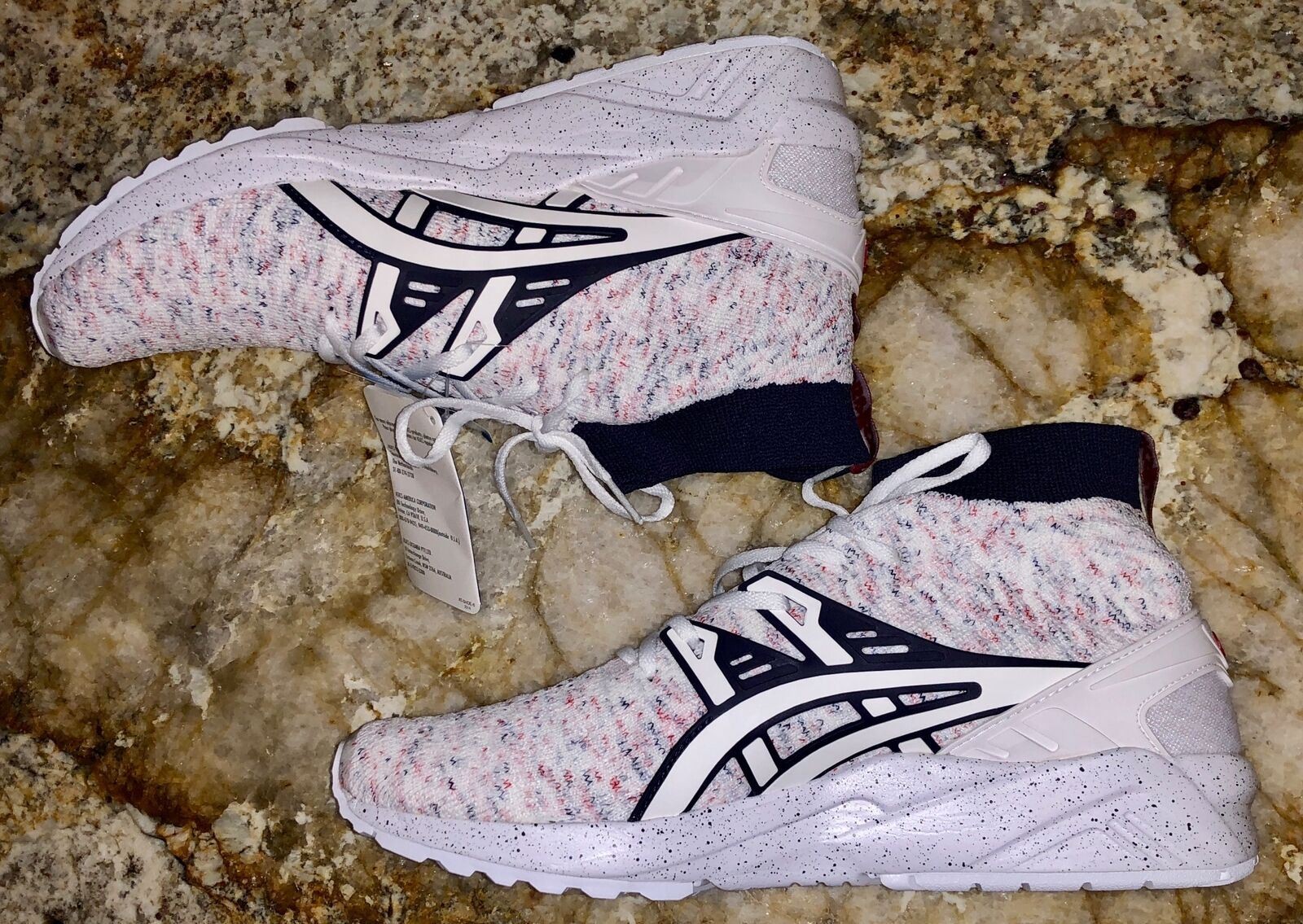 ASICS Gel Kayano Trainer Knit White Navy Blue Red Shoes Sneakers NEW Mens Sz 9 thumbnail 3