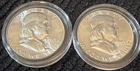 1963 Franklin Half Dollar | Lot of 2 | 90% Silver | No Mint Mark | Estate Coins