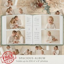Linen Photo Album 4x6 Pictures Holds 200 Photos Wedding Baby Memories