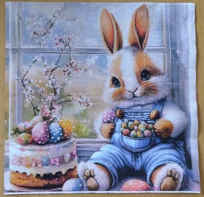 4 Servietten für Decoupage Hase Kaninchen, Ostern