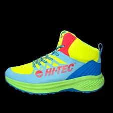 Hi Tec Destructor Logo Blue Neon Green High Top Trail Hiking Men's Shoes Size 8