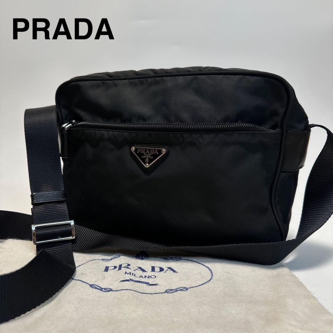Prada Black Nylon Camera Bag with Triangle Logo Crossbody Shoulder Bag