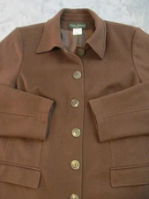 Harve Benard Car Coat Womens XL Brown Wool Cashmere Button Lined Jacket Parka