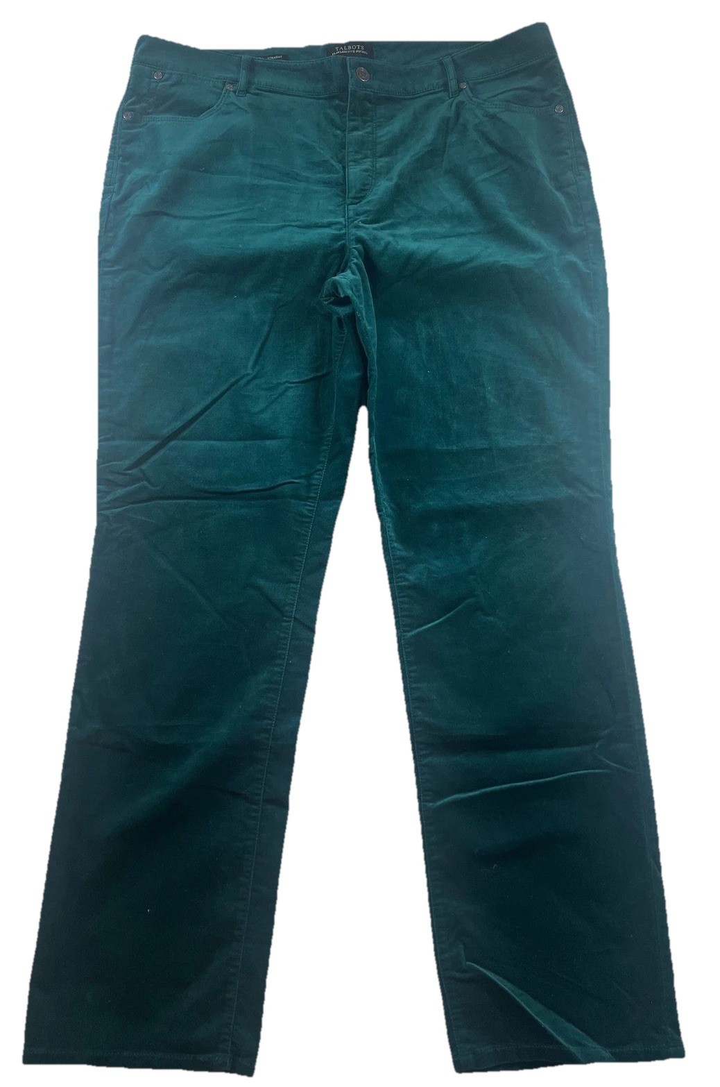 New Talbots Women's Size 18 Straight Leg Flawless Five Pocket Green Velvet Pants