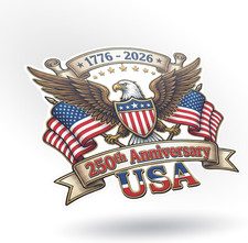 250Th Anniversary USA Sticker 3 Pack   1776-2026 Patriotic Eagle Vinyl Decal for