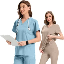 Professional Medical Scrub Uniform Set - Doctor Nurse Attire with Top & Pants