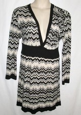 Vintage Baby Phat Size 2X Knit Dress V- Neck Silver Gold Sparkle LS Knee Length