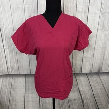 SB Fashion Scrubs Women's Medium Hot Pink Scrub Top Nurse Veterinary Pockets