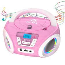 Klim Candy Kids CD Player for Children - FM Radio - Includes Batteries - Pink