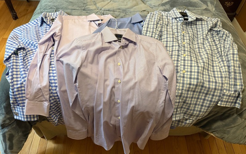 LOT OF 5 - David Donahue Trim Fit Long Sleeve Button Front Shirts - 15, 32/33