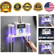 Wall Mounted Smart Toothbrush Holder with 2 Cups Electric Toothpaste Dispenser