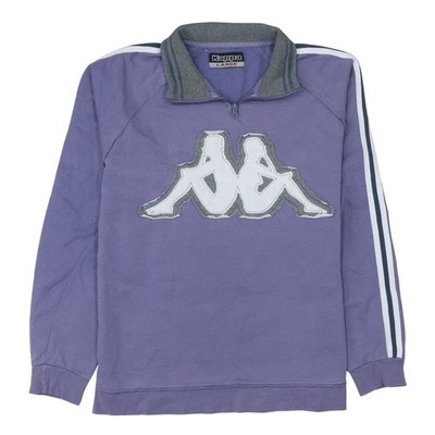 Kappa Damen lila 1/4 Zip Logo Sweatshirt Größe L Freizeit Sportbekleidung