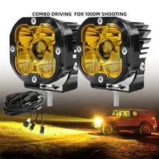 Pair 3" Laser LED Work Pods Ditch Light Kit Amber For 2019-2022 Silverado 1500