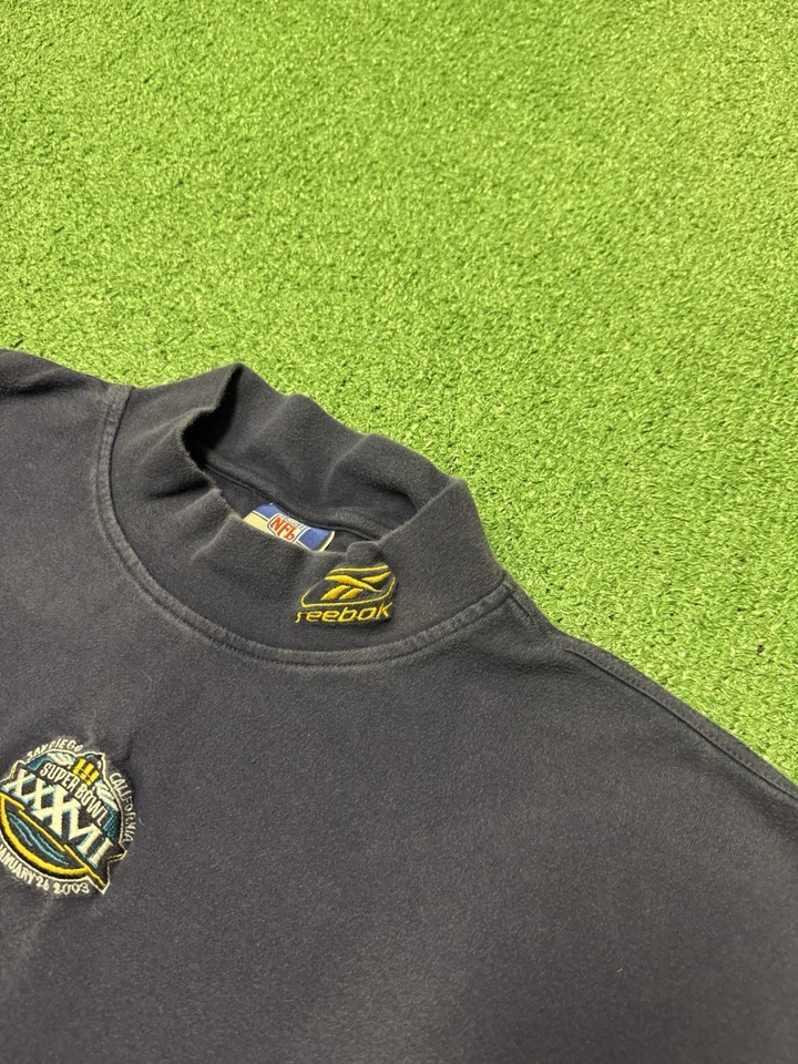 Camisa De Colección Y2K Reebok Super Bowl XXXVII Manga Larga Talla XL Azul NFL Fútbol Foto 4 de 4