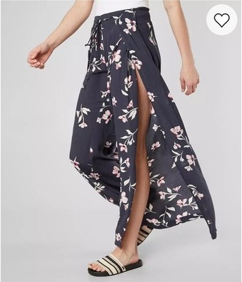 NWT Billabong Adventure Spirit Navy Floral Wrap Wide Leg Pants Pink Navy Large