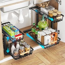 Under Sink Organizer, 2 Tier Metal Under Sink Organizers and Storage, 2 Pack ...