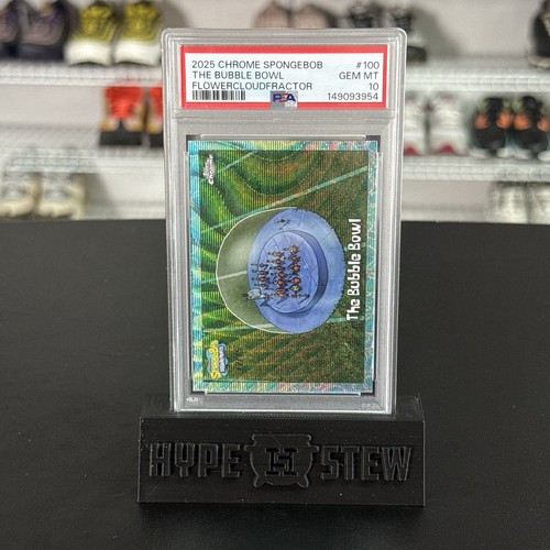 2025 Topps Chrome SpongeBob The Bubble Bowl #100 Flower Cloud Ref /75 PSA 10