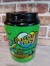 VTG Betras USA Jumbo Travel Mug Summer Fun Neon Green 80’s/90’s Retro Beach 52oz