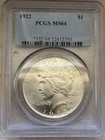 1922 P  90% Silver Peace Dollar, PCGS MS-64