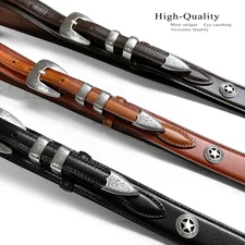 Waco Texas Star Conchos Belt Ranger Belt Genuine Leather Cowboy Belt