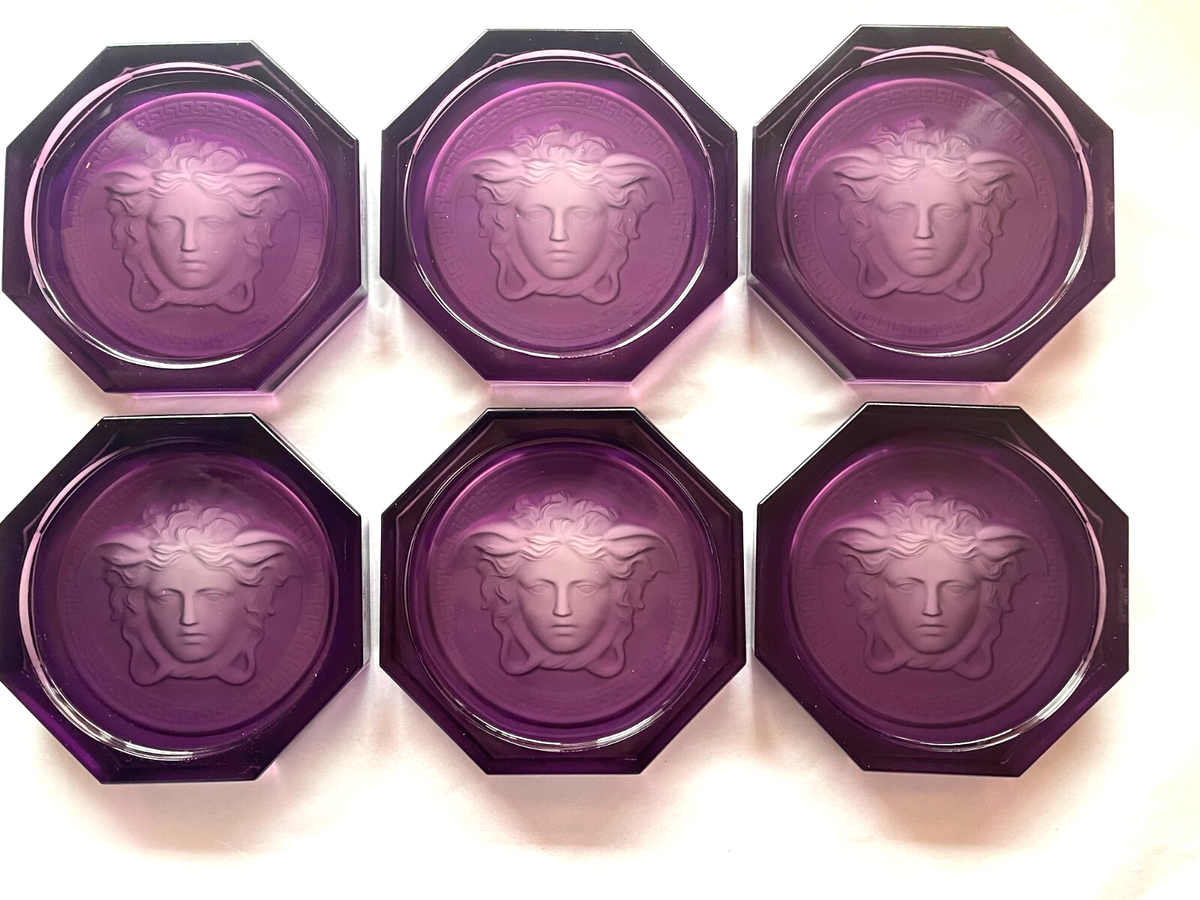 Rosenthal Versace Glass Coasters 6 Medusa Head BRAND NEW Boxed