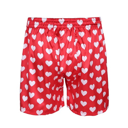 Calzoncillos boxer de satén con estampado de corazón para hombre pijama sedoso lencería inferior - Imagen 16 de 55