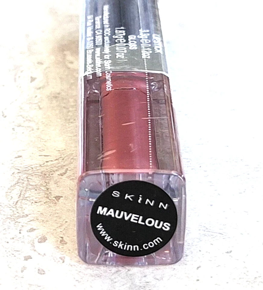 Juego doble de lápiz labial SKINN con refuerzo de colágeno y brillo de labios húmedos ~ Mauvelous Foto 2 de 2