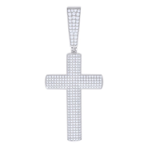 925 Sterling Silver Moissanite Men's Cross Pendant Religious Charm | 1.26 Ct. - 第 2/3 張圖片