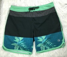 Ocean Current Swim Trunks Mens Sz 36 Shorts Multicolor Floral Teal Green Blue