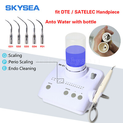 Dental Ultrasonic Scaler + Handpiece 2*Bottles 5*Tips Fit Cavitron DTE SATELEC
