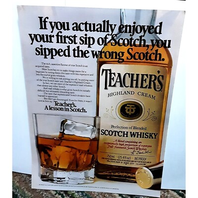 1979 Teachers Highland Cream Scotch Whiskey Vintage Print Ad 70s Original