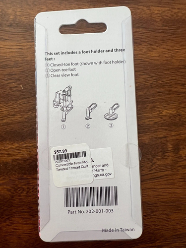 Janome Convertible Free Motion Quilting Foot Set (High Shank) #202001003 - Picture 2 of 2