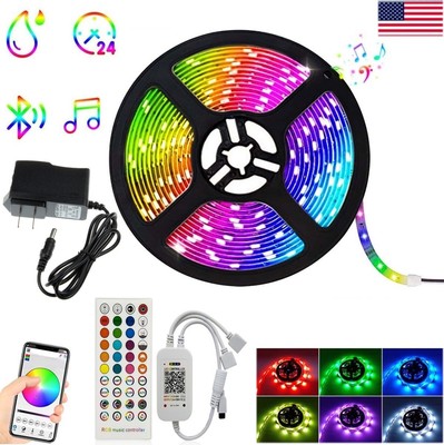 5-20M 5050 RGB LED Strip Lights Bluetooth APP Remote TV Backlight Waterproof Bar