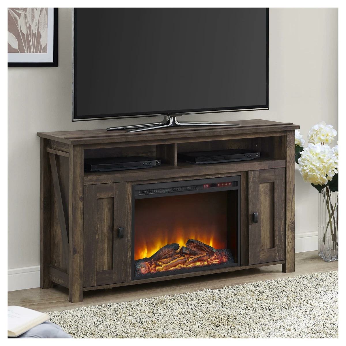TV Media Console Cabinet with Electric Fireplace TVs up to 50