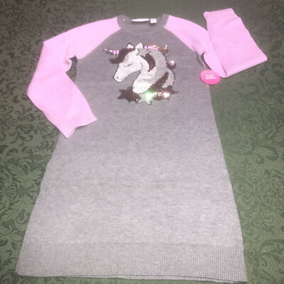 NWT 14 unicorn flip sequins birthday sweater dress christmas childrens  place | eBay