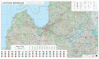 Official Topographic Map of Latvia  1:250,000 - 2020 - Huge